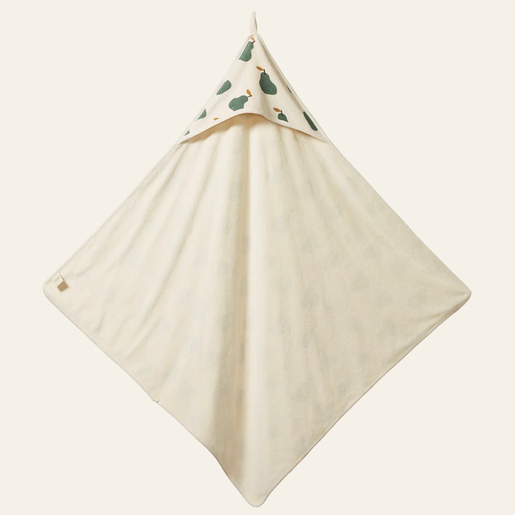 Hooded Bath Towel / Pear Print - Naturebaby