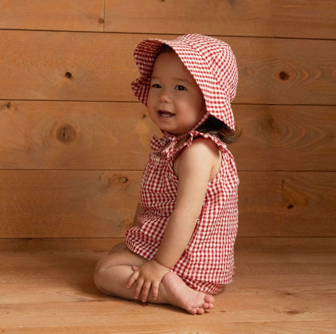Sunhat Red Gingham Print