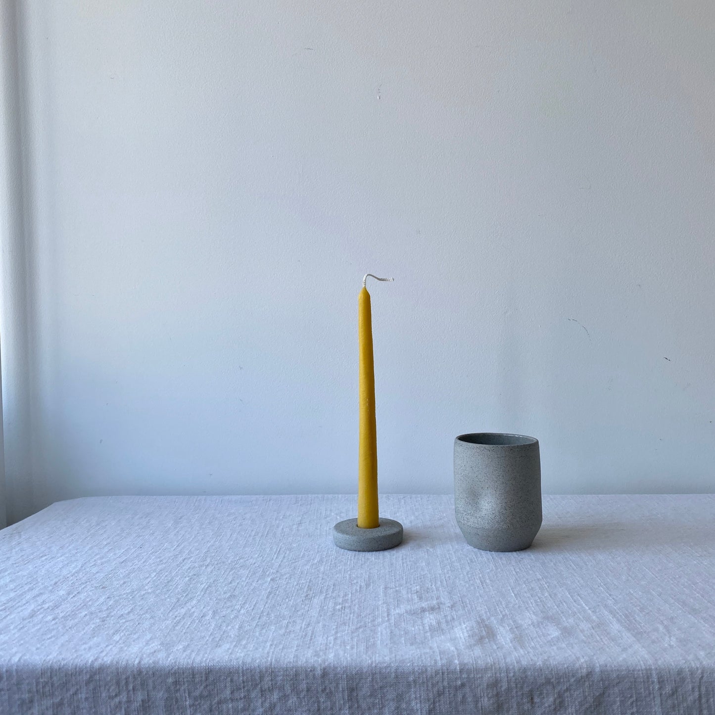 Simple Ceramic Candle Holder / Grey