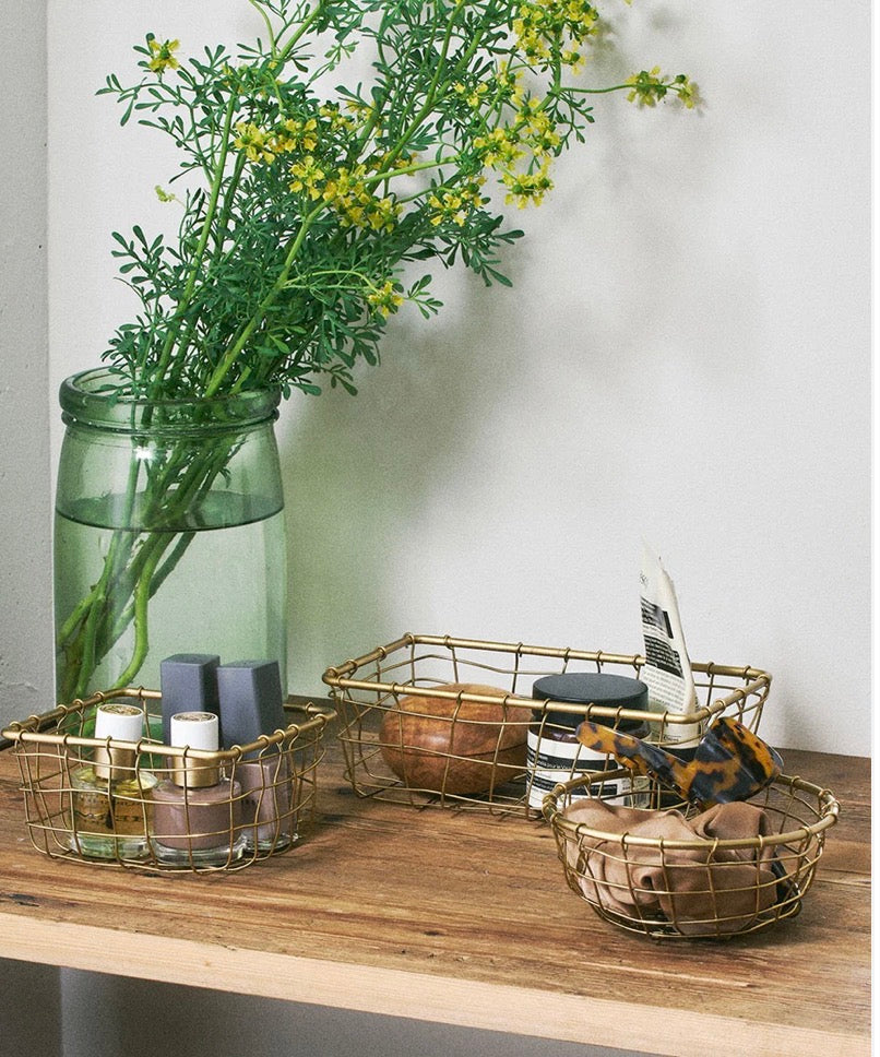 Fog Linen Wire Basket Rectangle