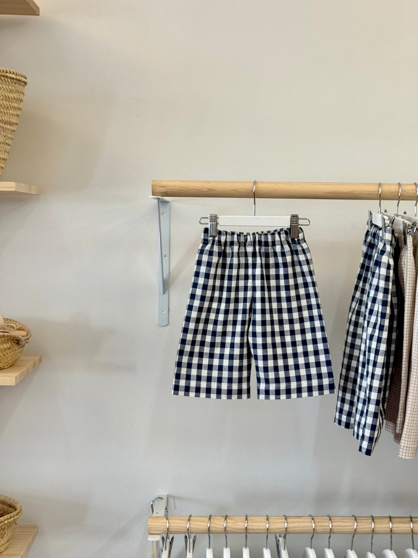 Gingham Pants / Navy + White / Linen + Cotton