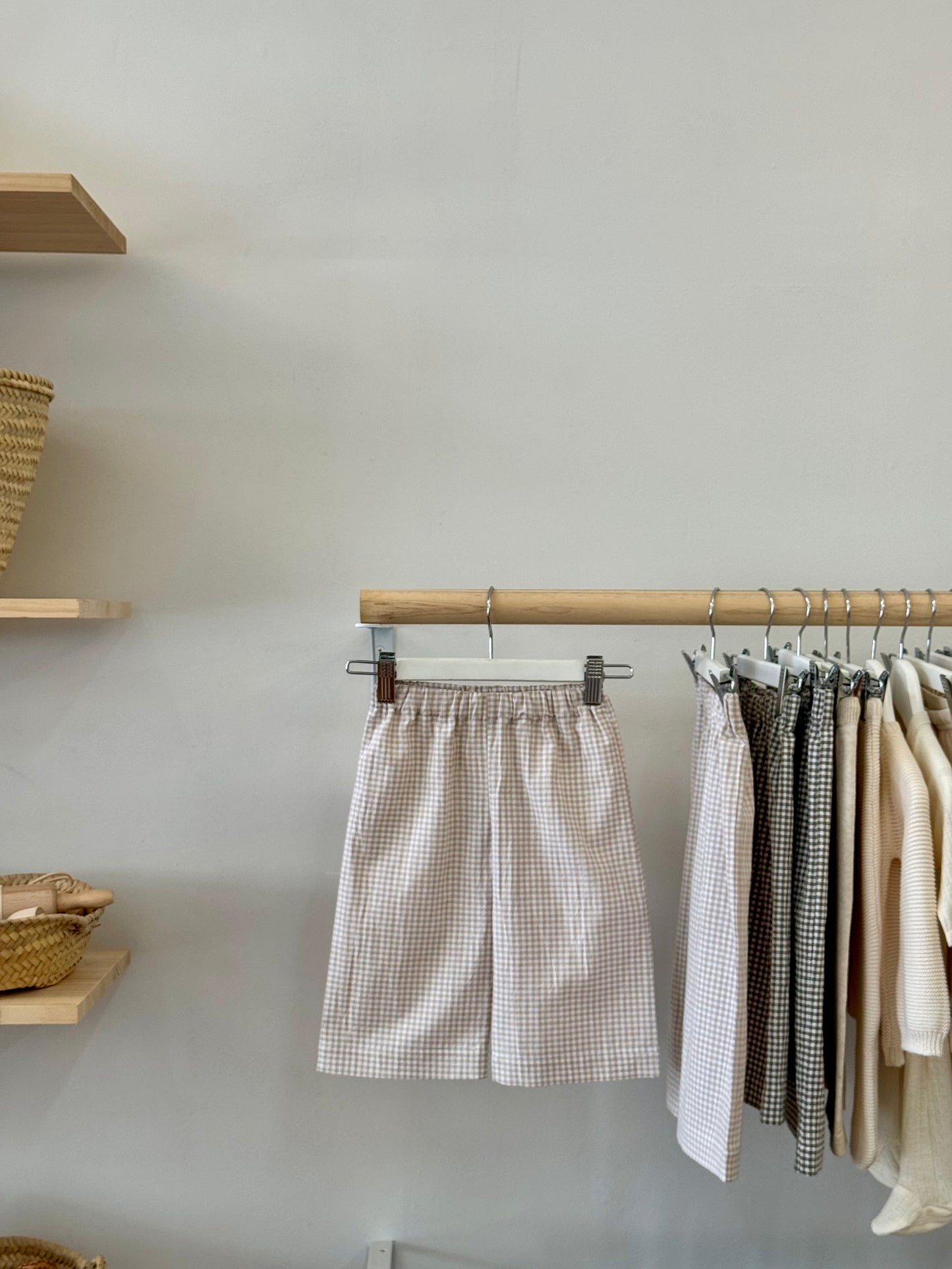 Gingham Pants / Brown + White / Size 1y + 2y