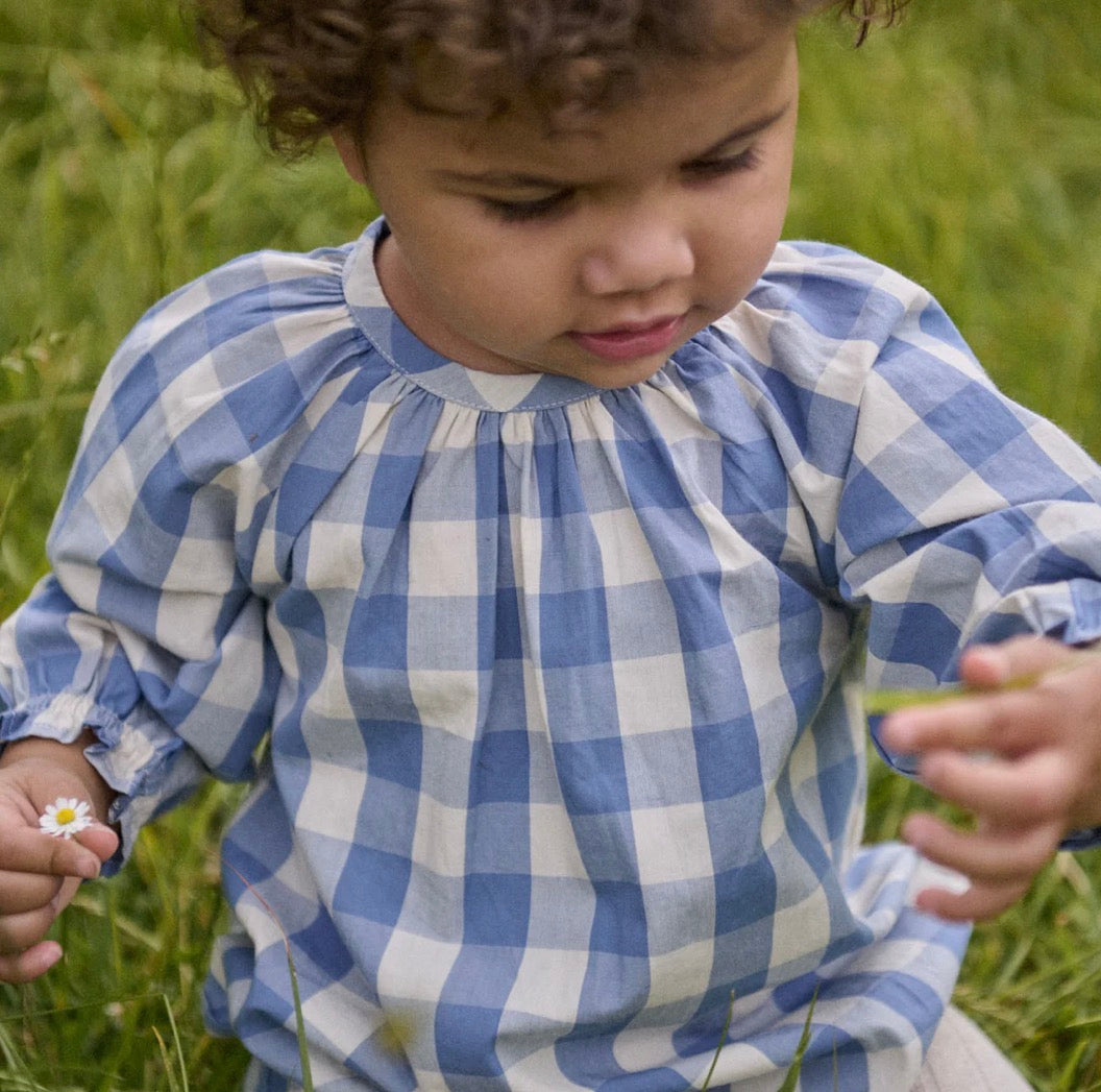 SALE was $59.95 - Meadow Bodysuit Gingham / Bluebelle Check - Naturebaby