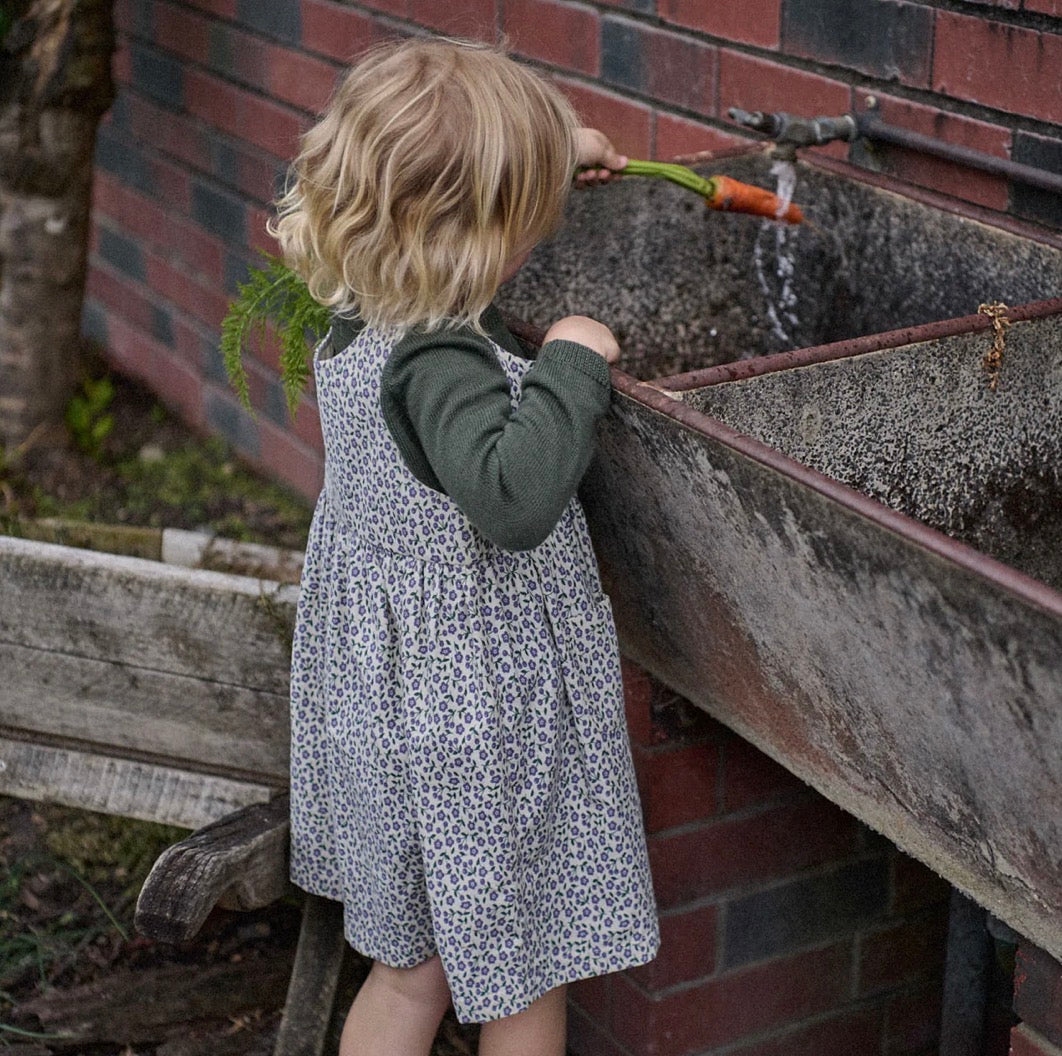 SALE was $69.95 - Amelia Pinafore / Briarwood Heron Print - Naturebaby