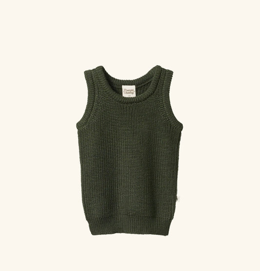 SALE was $69.95 - Merino Knit Vest - Thyme