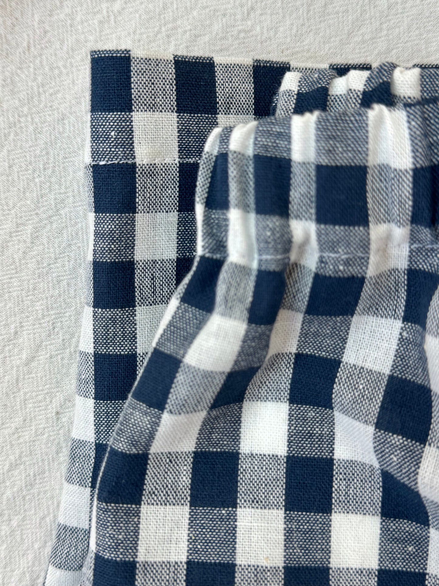 Gingham Pants / Navy + White / Linen + Cotton