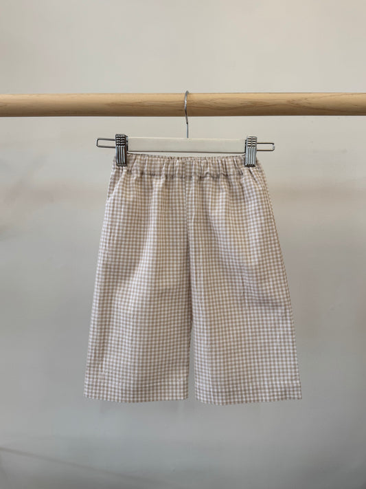 Gingham Pants / Brown + White / Size 1y + 2y