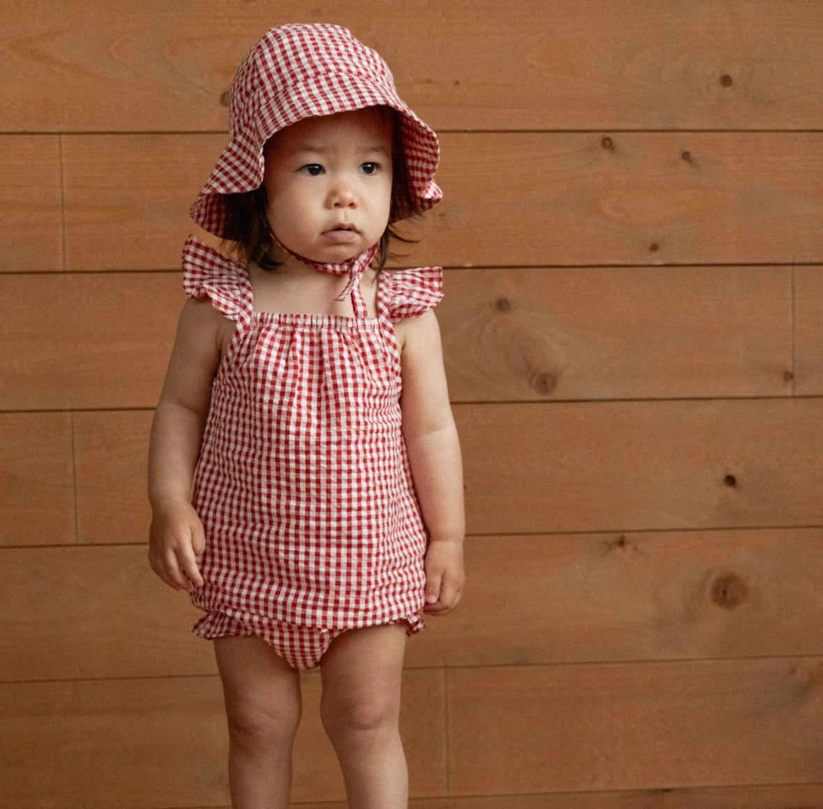 Sunhat Red Gingham Print