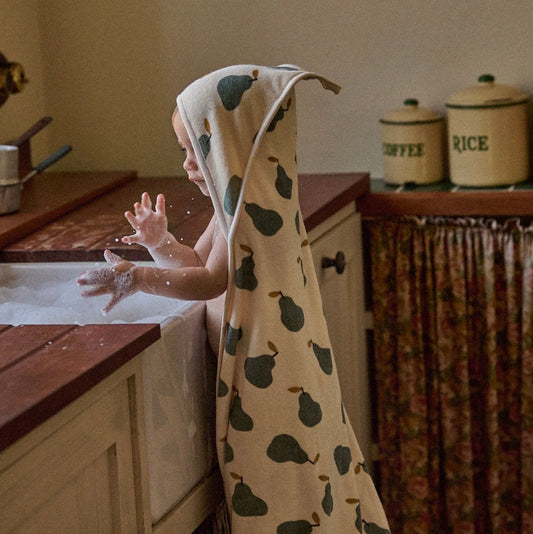 Hooded Bath Towel / Pear Print - Naturebaby