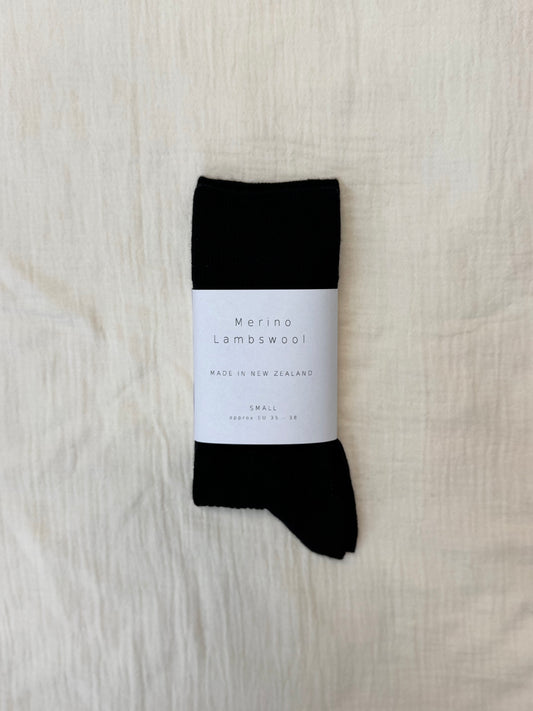 Lambswool Merino Socks ~ Black