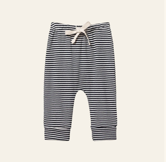 Cotton Drawstring Pants / Navy Stripe - Naturebaby
