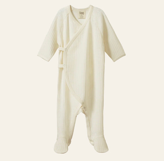 Merino Pointelle Kimono Stretch & Grow - Naturebaby