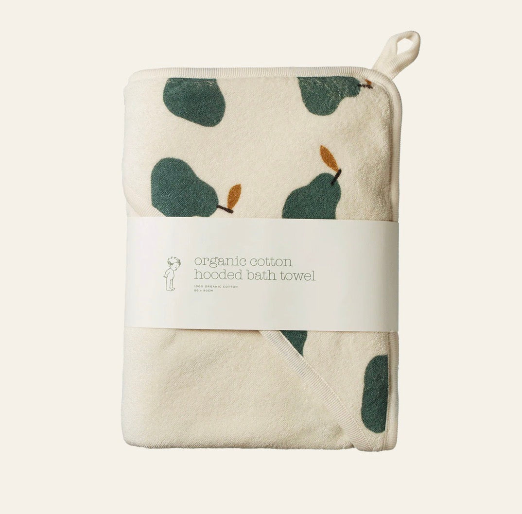 Hooded Bath Towel / Pear Print - Naturebaby