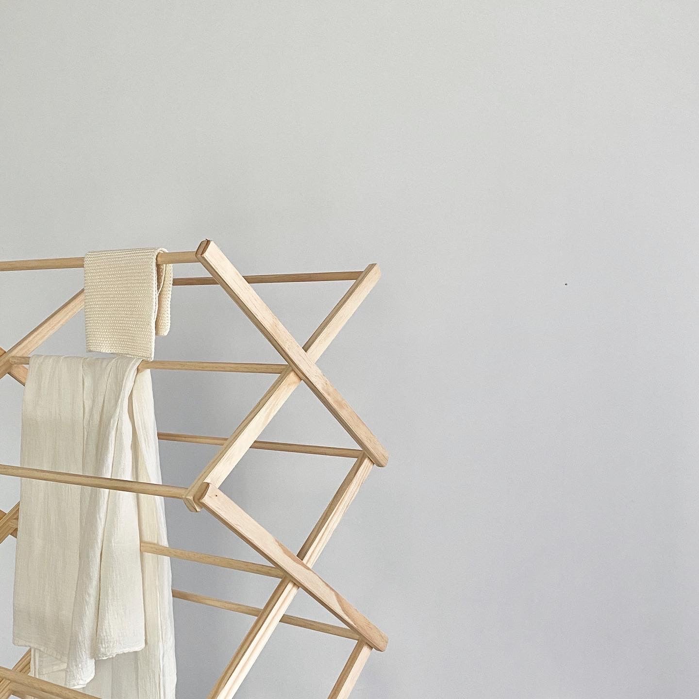 Folding Wooden Clothes Dryer + Top Rack