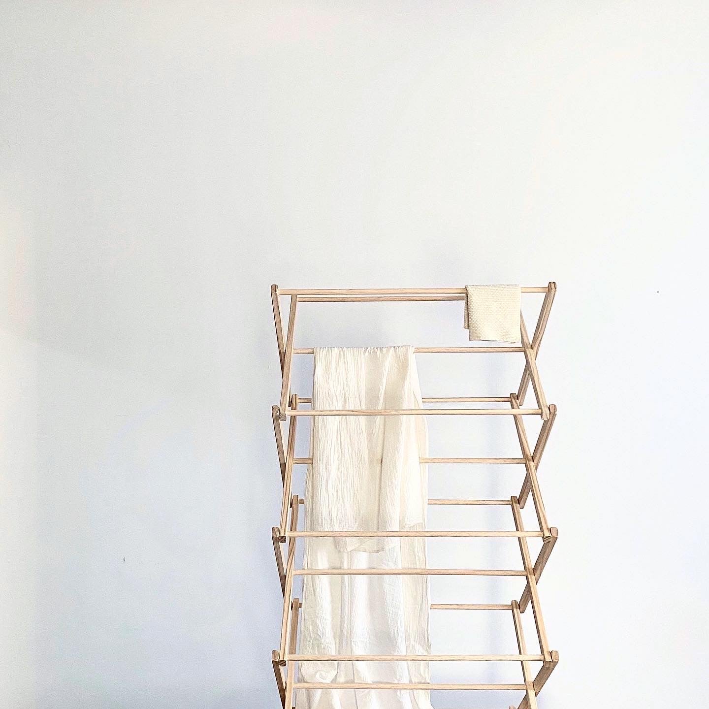 Folding Wooden Clothes Dryer + Top Rack
