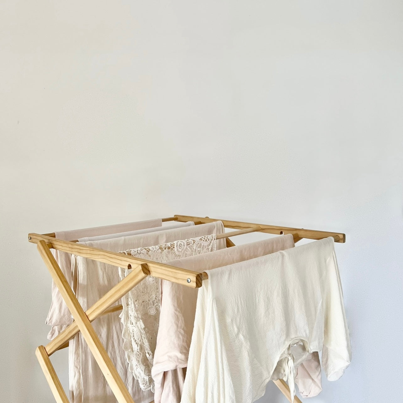 Folding Wooden Clothes Dryer + Top Rack