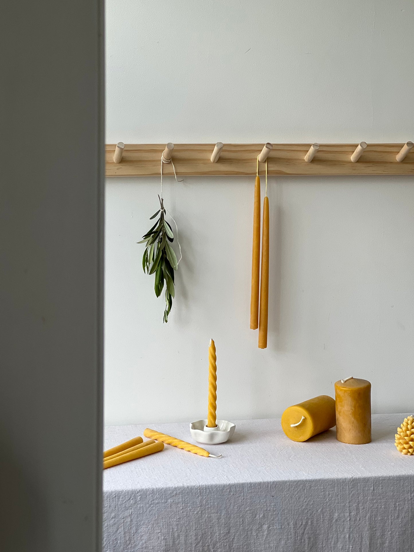 Beeswax Long Candles ~ Pair