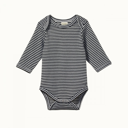 Nature Baby Cotton Long Sleeve Bodysuit / Navy Stripe